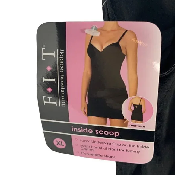 F.I.T. Inside Scoop Women's Black Shapewear Slip SZ. XL - Picture 7 of 11